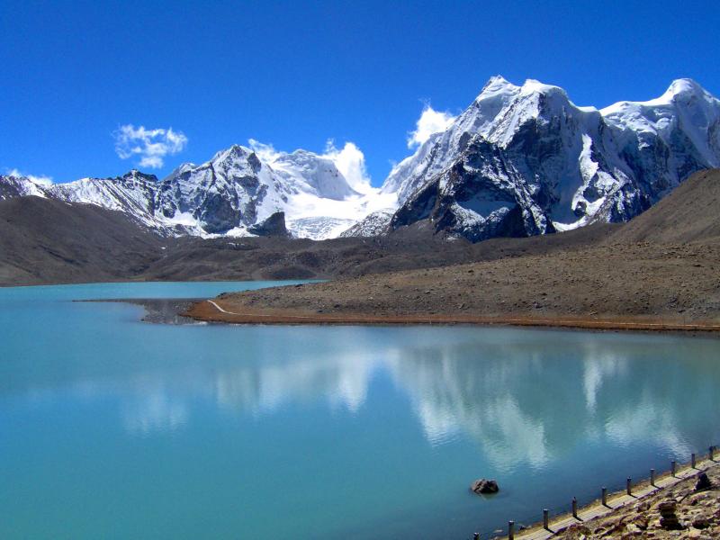 Beautiful Gurudongmar Lake Panoramic View, North Sikkim