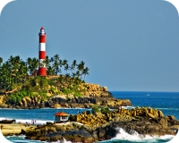 Blue waters of Kovalam Lighthouse Beach